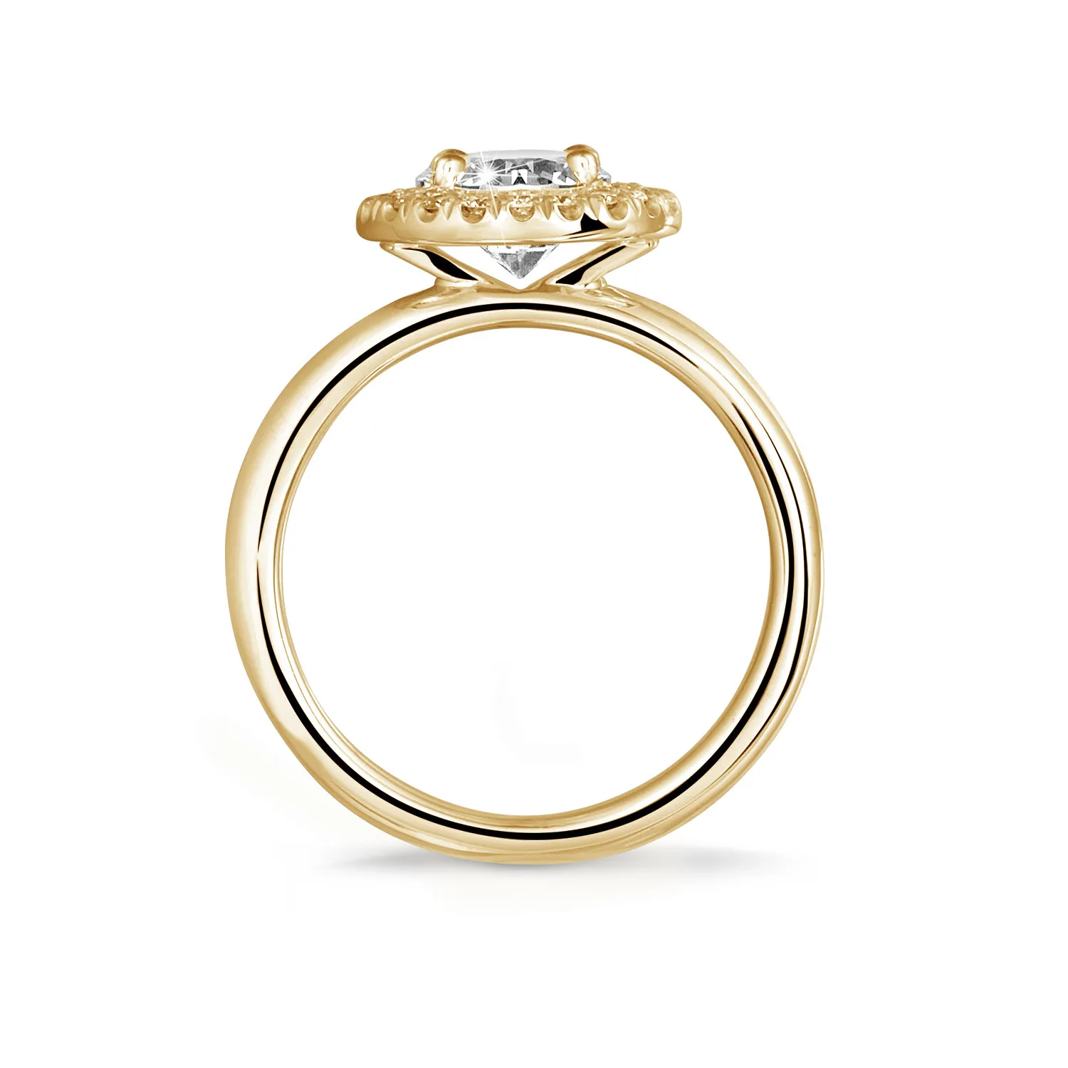 0.70 quilates Halo anillo solitario en oro amarillo con diamantes redondos 