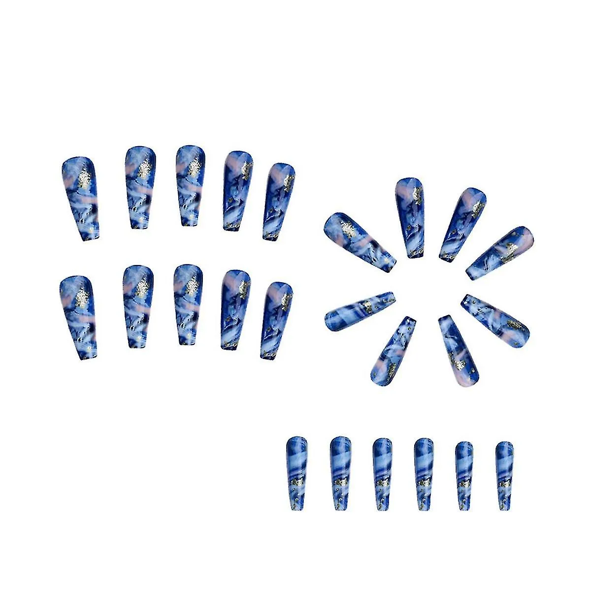 24pcs Ins Style Hot Girl False Nails Long Coffin Nail Tips Detachable Press On Nails Diy Manicure Glitter Nails