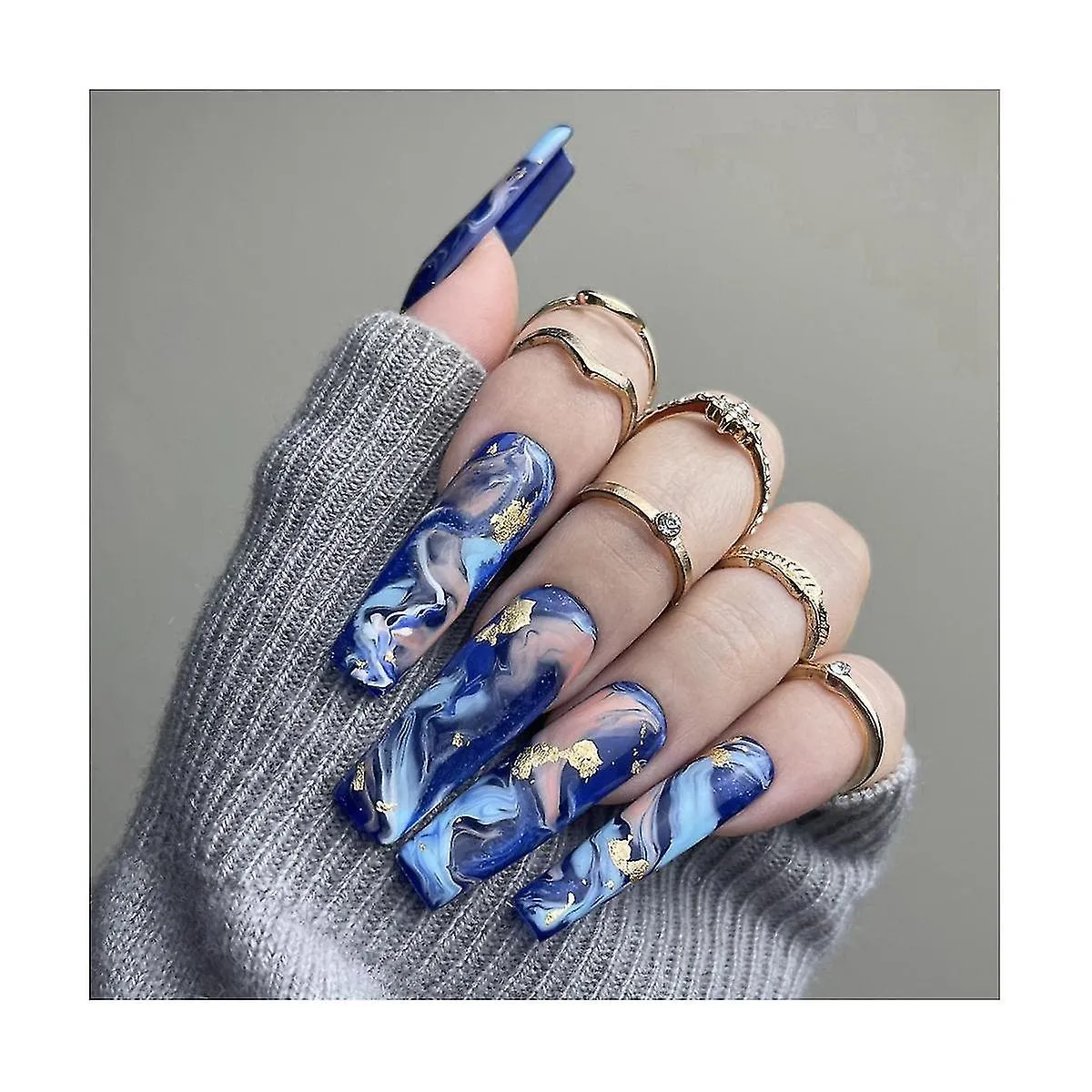 24pcs Ins Style Hot Girl False Nails Long Coffin Nail Tips Detachable Press On Nails Diy Manicure Glitter Nails