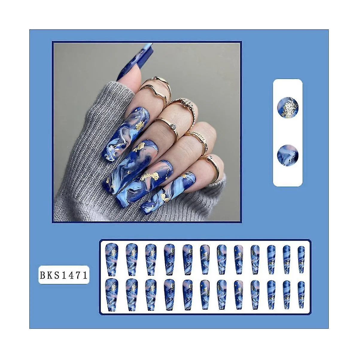 24pcs Ins Style Hot Girl False Nails Long Coffin Nail Tips Detachable Press On Nails Diy Manicure Glitter Nails