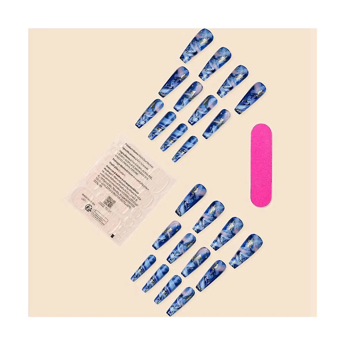 24pcs Ins Style Hot Girl False Nails Long Coffin Nail Tips Detachable Press On Nails Diy Manicure Glitter Nails