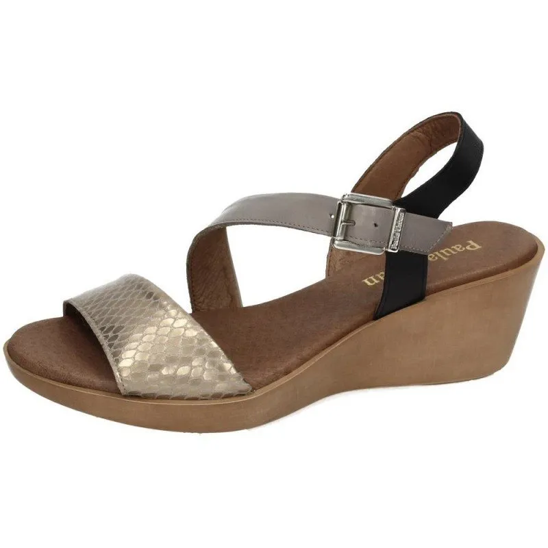 297133 SANDALIA CON CUÑA COLOR ORO
