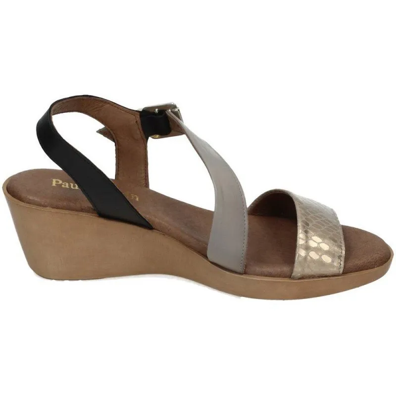 297133 SANDALIA CON CUÑA COLOR ORO