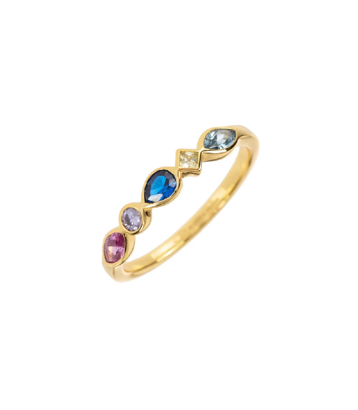 ANILLO AGATHA FINO SIMETRíA MULTICOLOR DORADO  2240327256