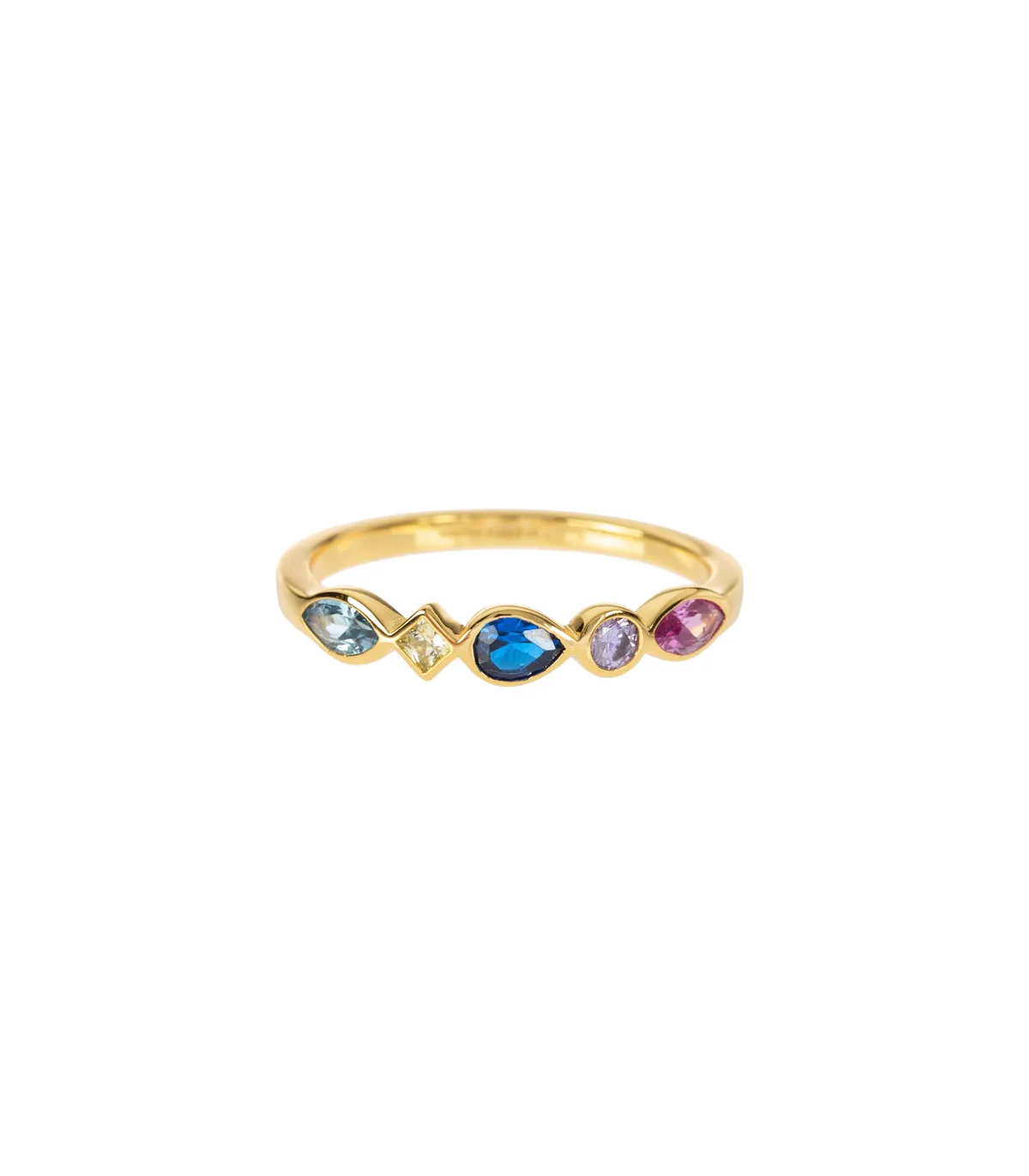 ANILLO AGATHA FINO SIMETRíA MULTICOLOR DORADO  2240327256