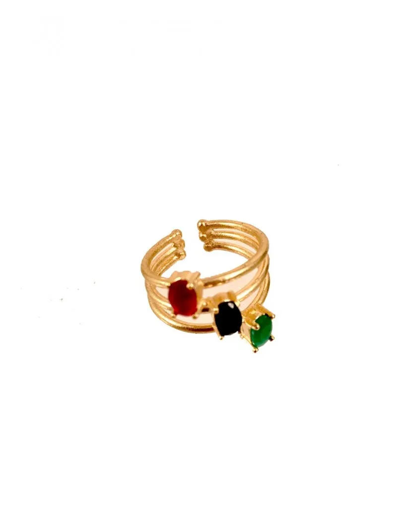 ANILLO MULTICOLOR TRES HILERAS