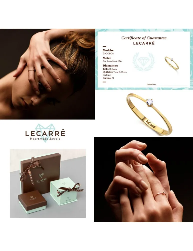 Anillo Oro 18k Diamante Mujer Lecarre GA008OA