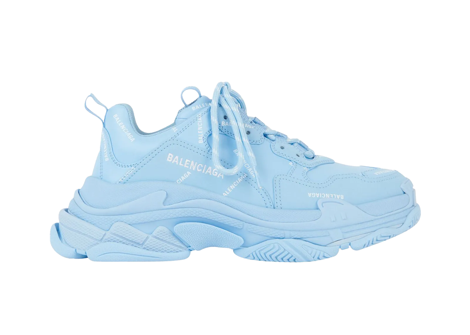 Balenciaga All Over Logo Triple S Blue Grey W