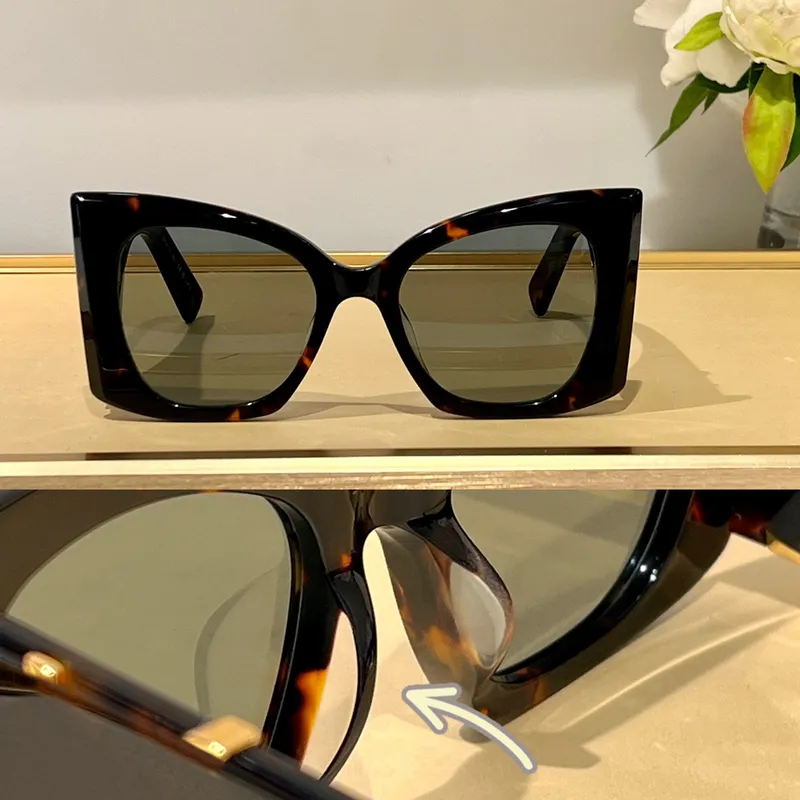 Blaze Havana/Verde Cat Eye Gafas de sol para mujeres Gafas de sol grandes tonos de verano Sunnies UV Protection gafas con caja