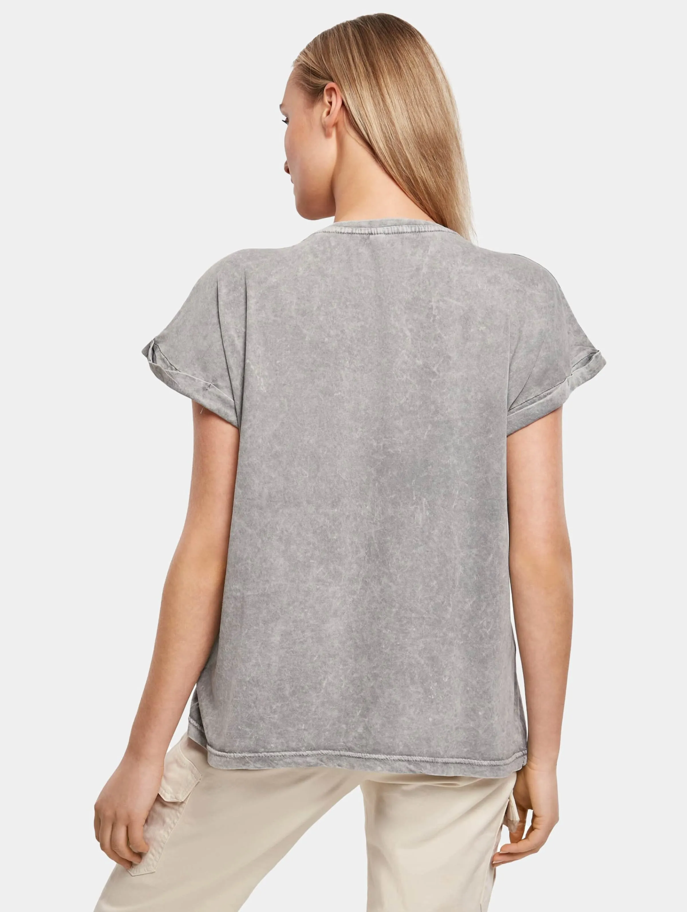 Build Your Brand Ladies Acid Washed Extended Shoulder