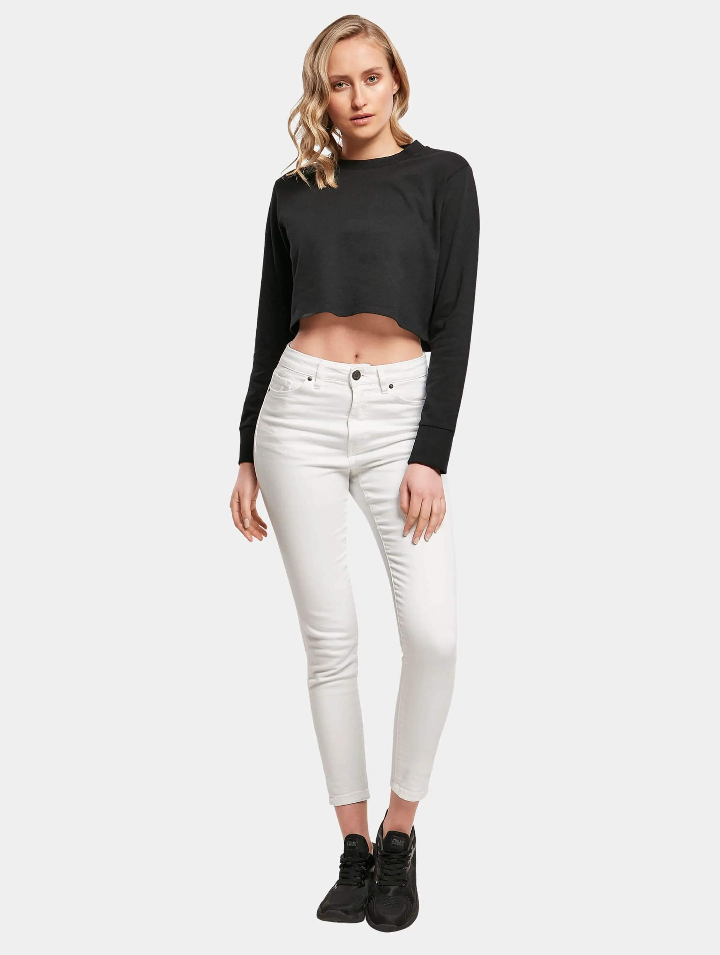 Build Your Brand Ladies Terry Cropped Crew