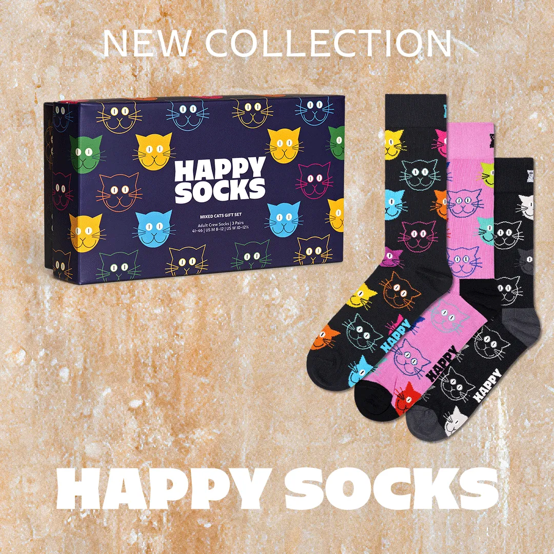 CALCETINES HAPPY SOCKS 3PACK MIXED CAT SOCKS GIFT SE NAVY