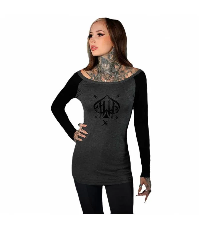 CAMISETA MANGA LARGA GRIS MANGAS NEGRAS ACE OF SPADES HYRAW SP23W10
