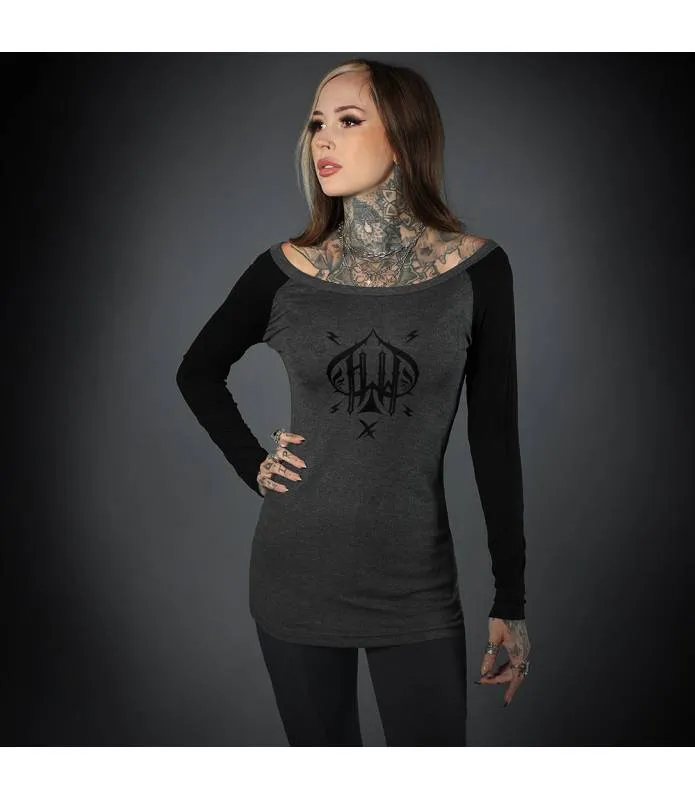 CAMISETA MANGA LARGA GRIS MANGAS NEGRAS ACE OF SPADES HYRAW SP23W10