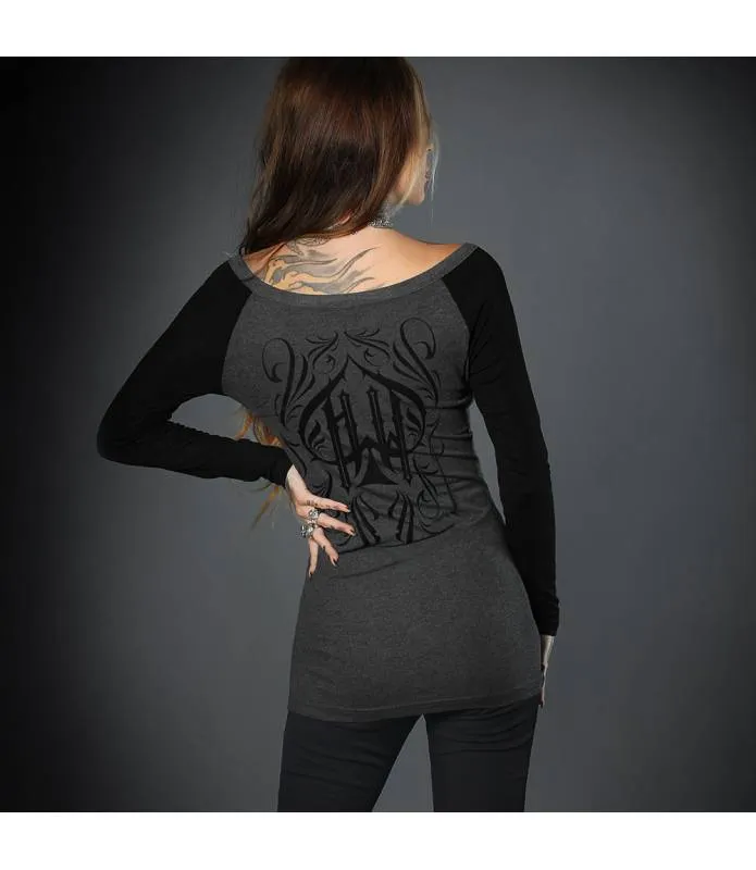 CAMISETA MANGA LARGA GRIS MANGAS NEGRAS ACE OF SPADES HYRAW SP23W10
