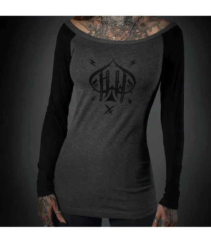 CAMISETA MANGA LARGA GRIS MANGAS NEGRAS ACE OF SPADES HYRAW SP23W10