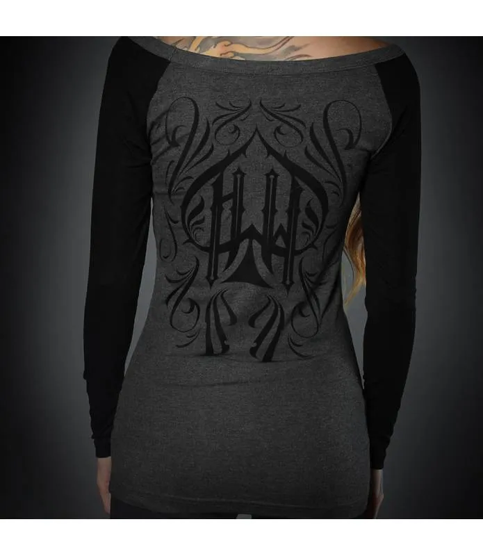 CAMISETA MANGA LARGA GRIS MANGAS NEGRAS ACE OF SPADES HYRAW SP23W10