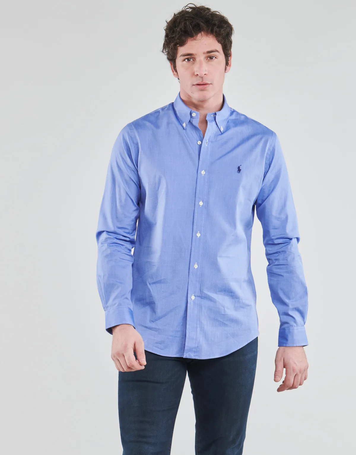 CHEMISE AJUSTEE EN POPLINE DE COTON COL BOUTONNE  LOGO PONY PLAY