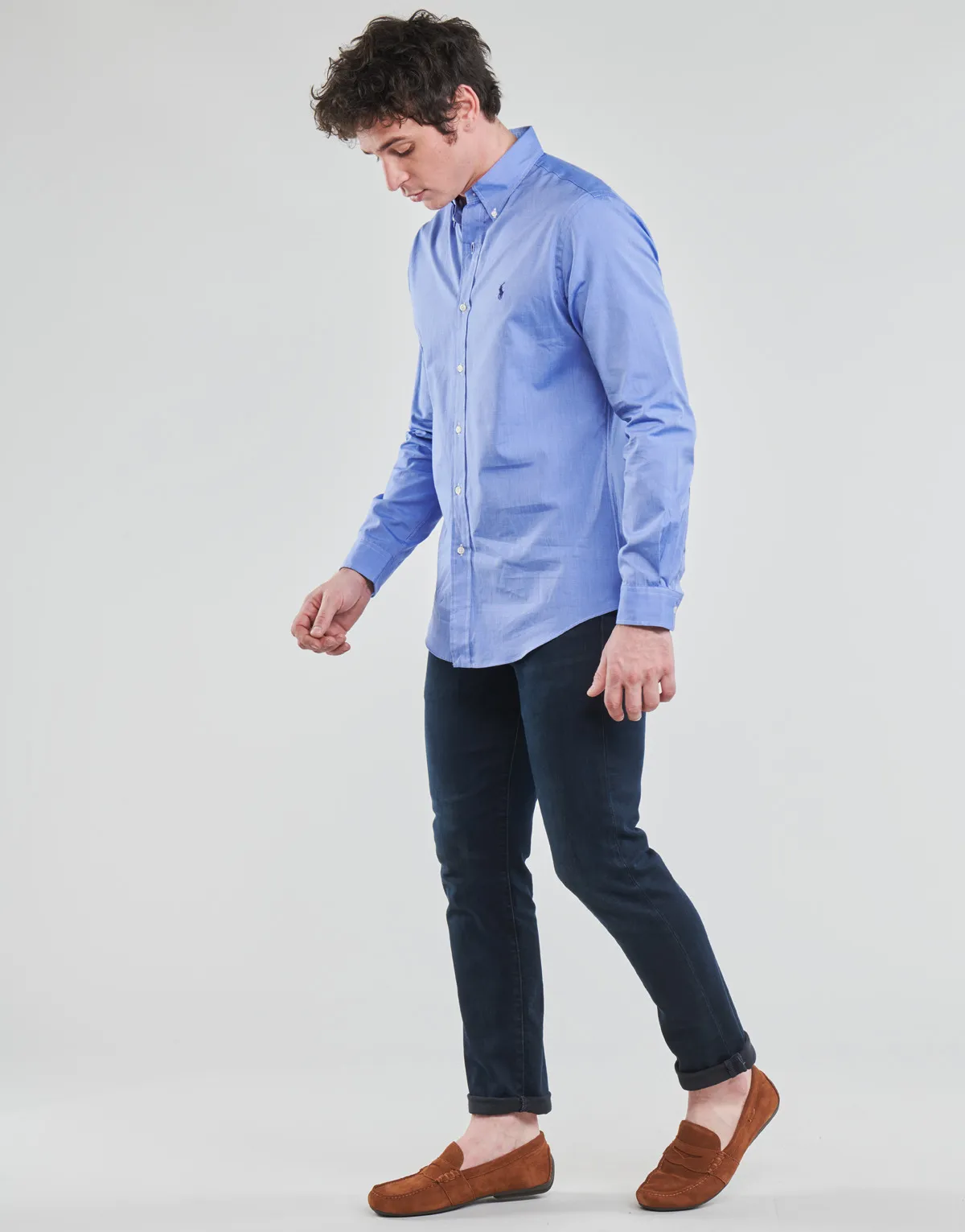 CHEMISE AJUSTEE EN POPLINE DE COTON COL BOUTONNE  LOGO PONY PLAY