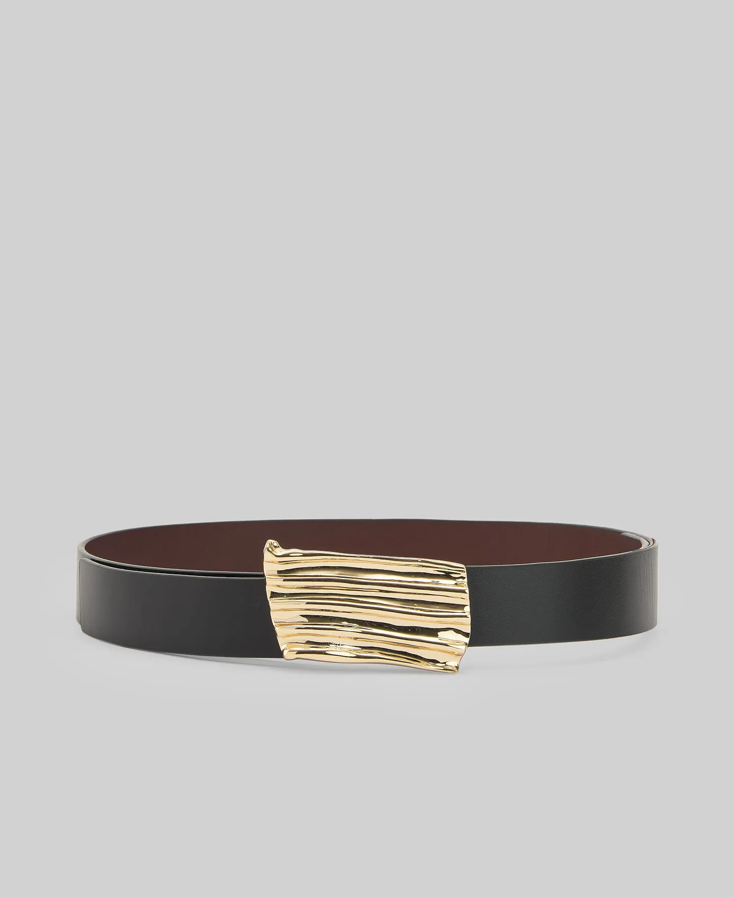 Cinturón reversible hebilla dorada mujer