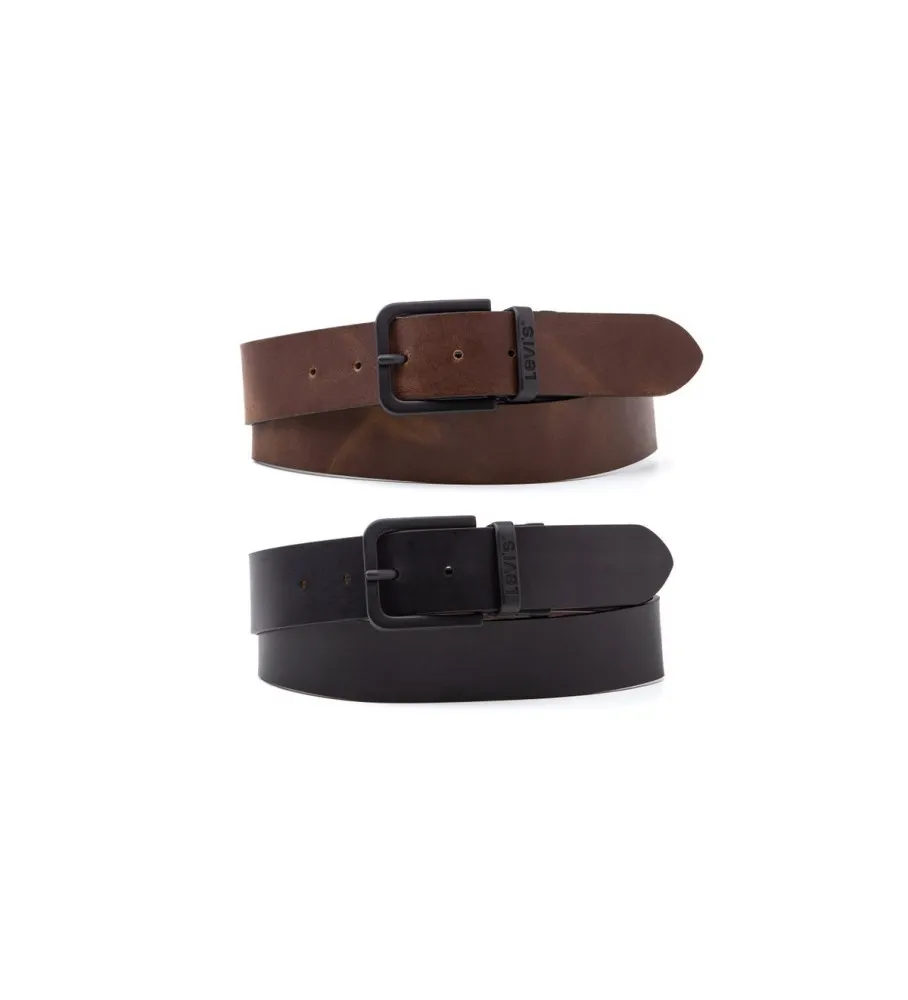 Cinturon de piel Reversible Core Metal Negro