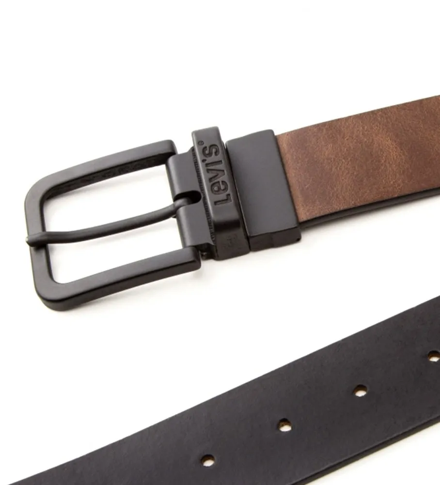 Cinturon de piel Reversible Core Metal Negro