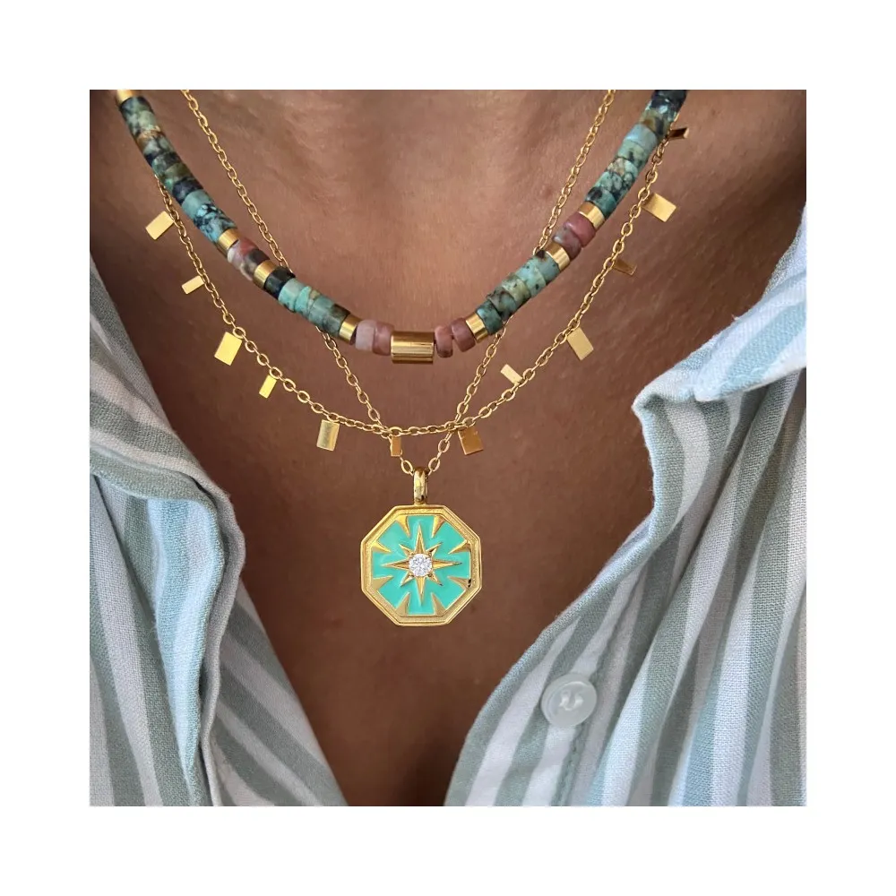 Collar Priscila Turquesa Oro