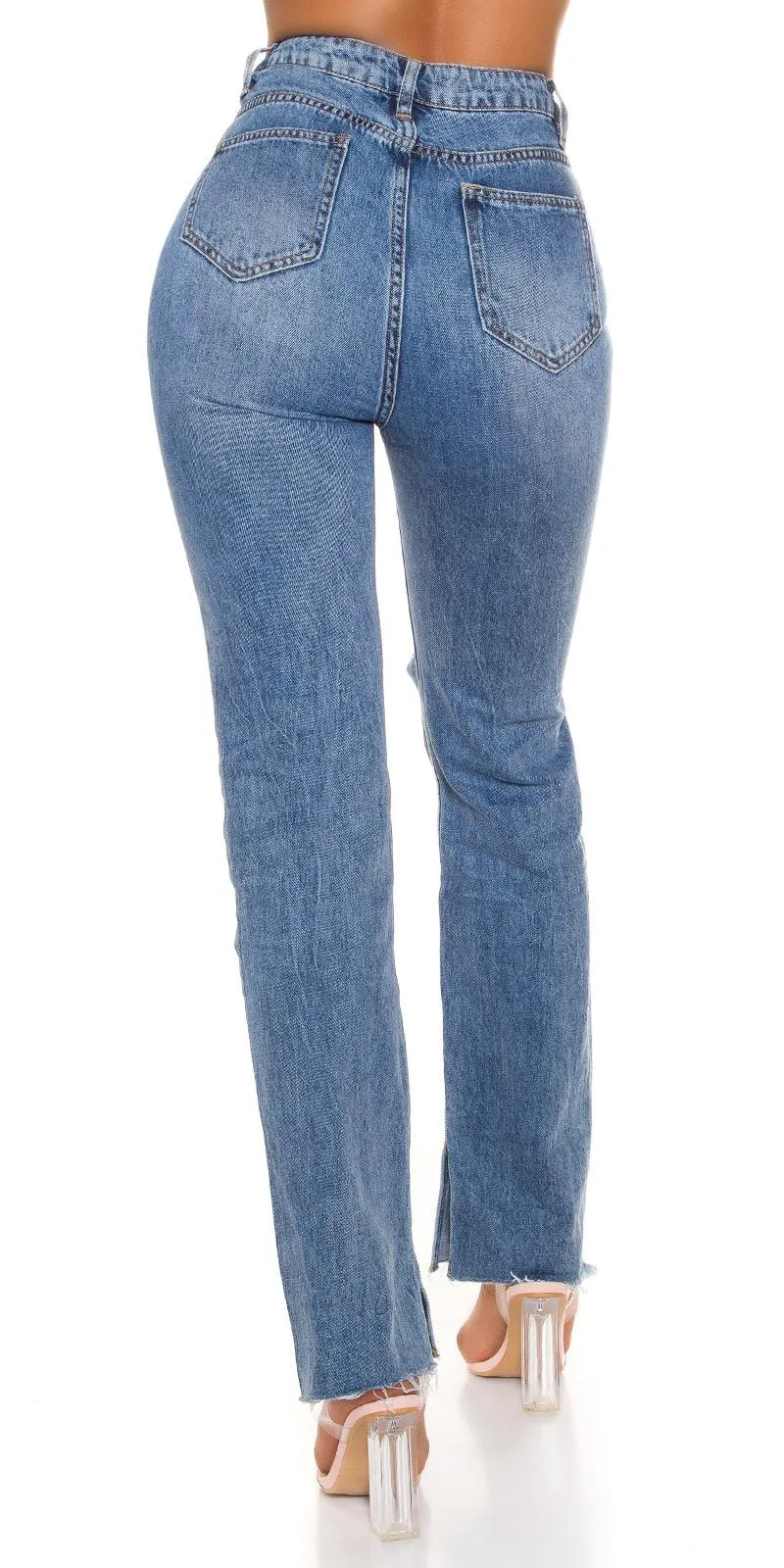 Jeans rotos ajustados de corte recto