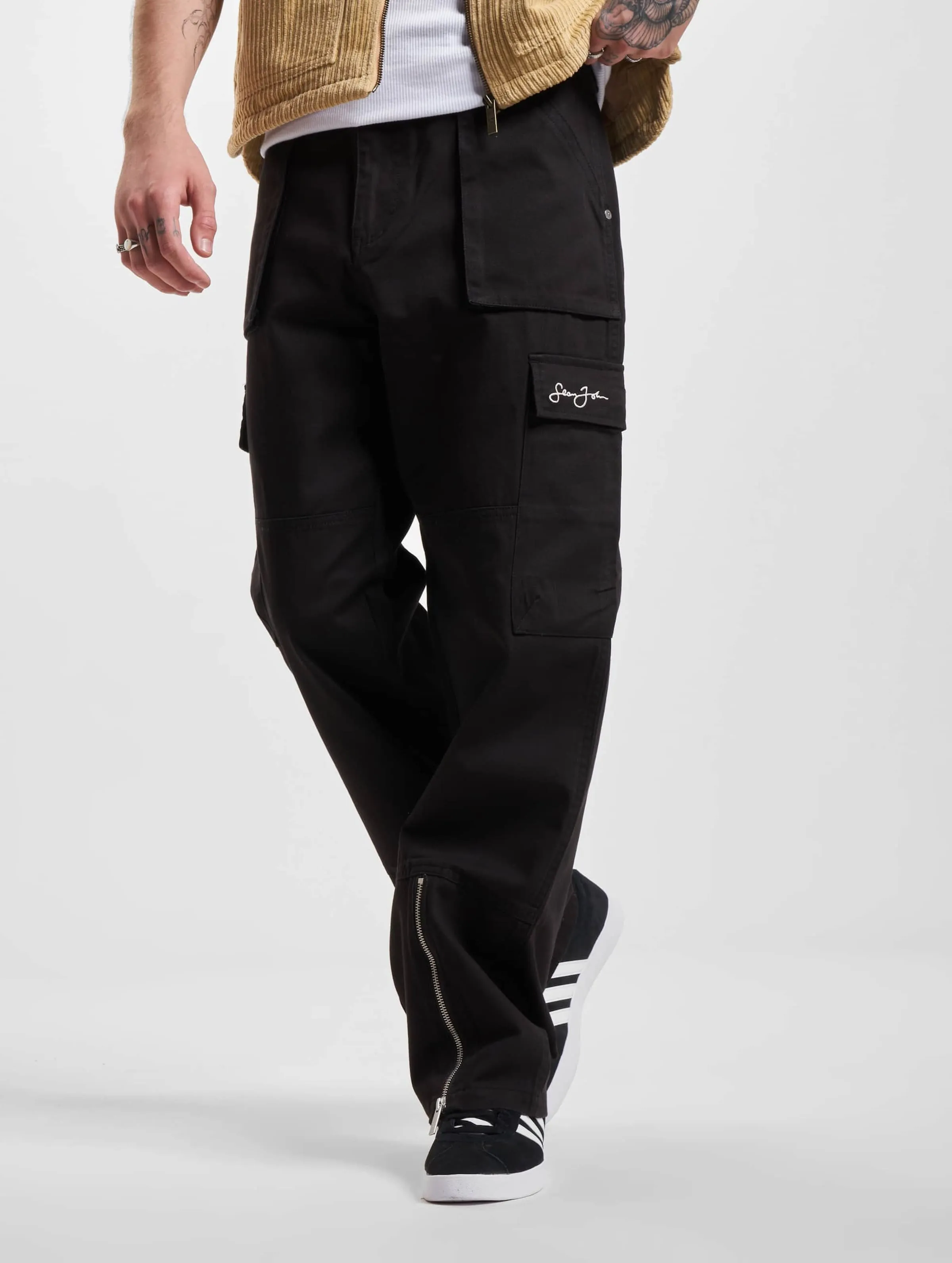 JM2330122 SJ SCRIPT LOGO FRONT ZIP CARGOPANTS