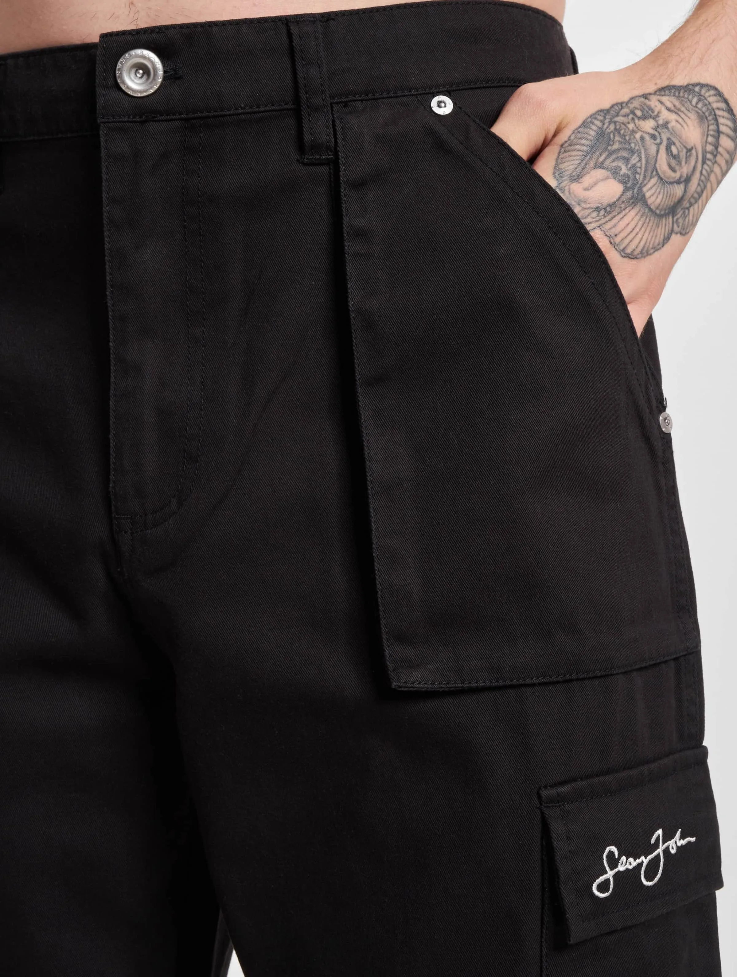 JM2330122 SJ SCRIPT LOGO FRONT ZIP CARGOPANTS