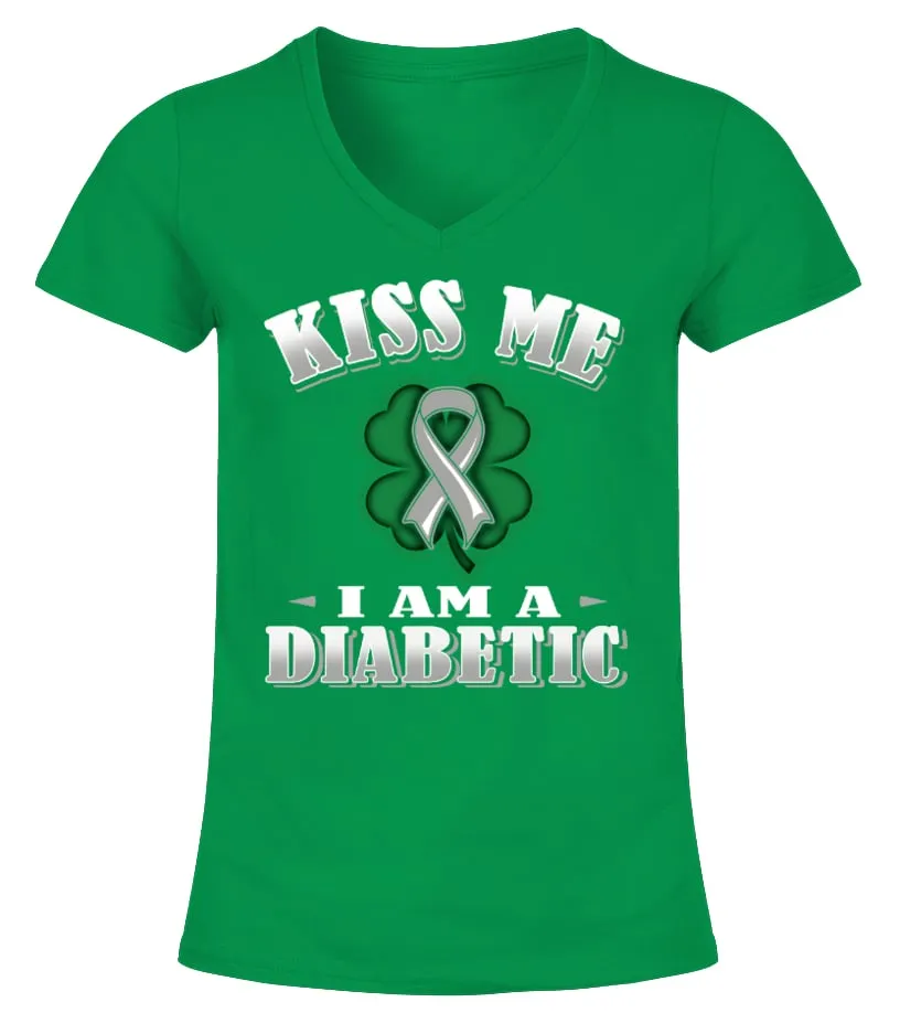Kiss Me I Am A Diabetic Camiseta cuello pico Mujer