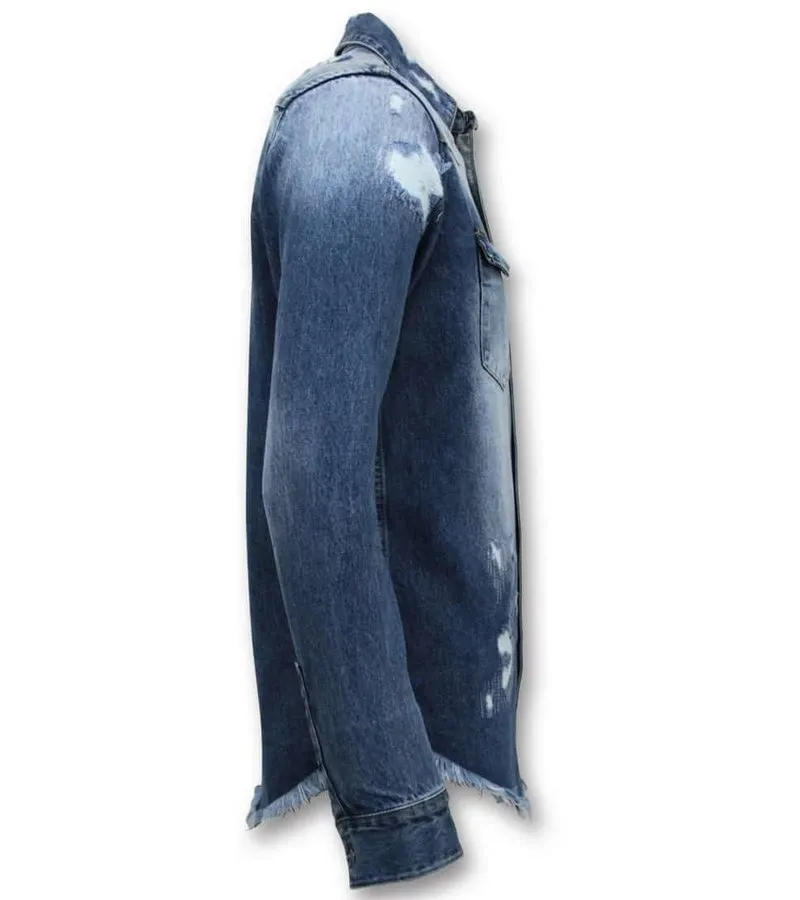 LARGA CAMISA VAQUERA  HOMBRE DE BLUSAS JEANS  AZUL
