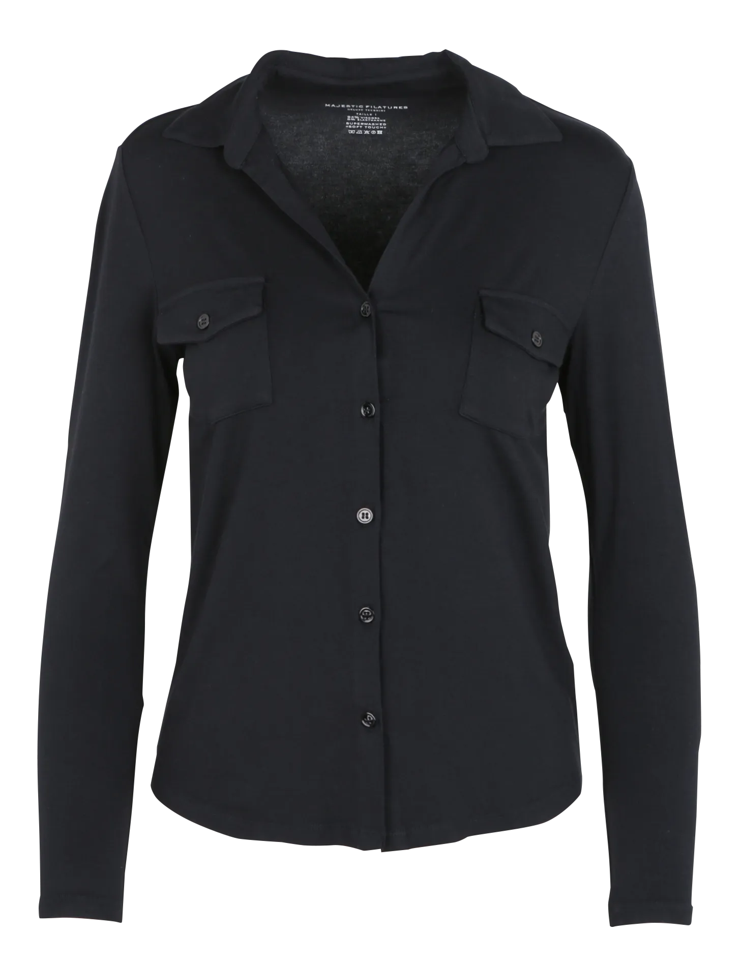 MAJESTIC FILATURES Camisa de cuello clásico elástica en azul