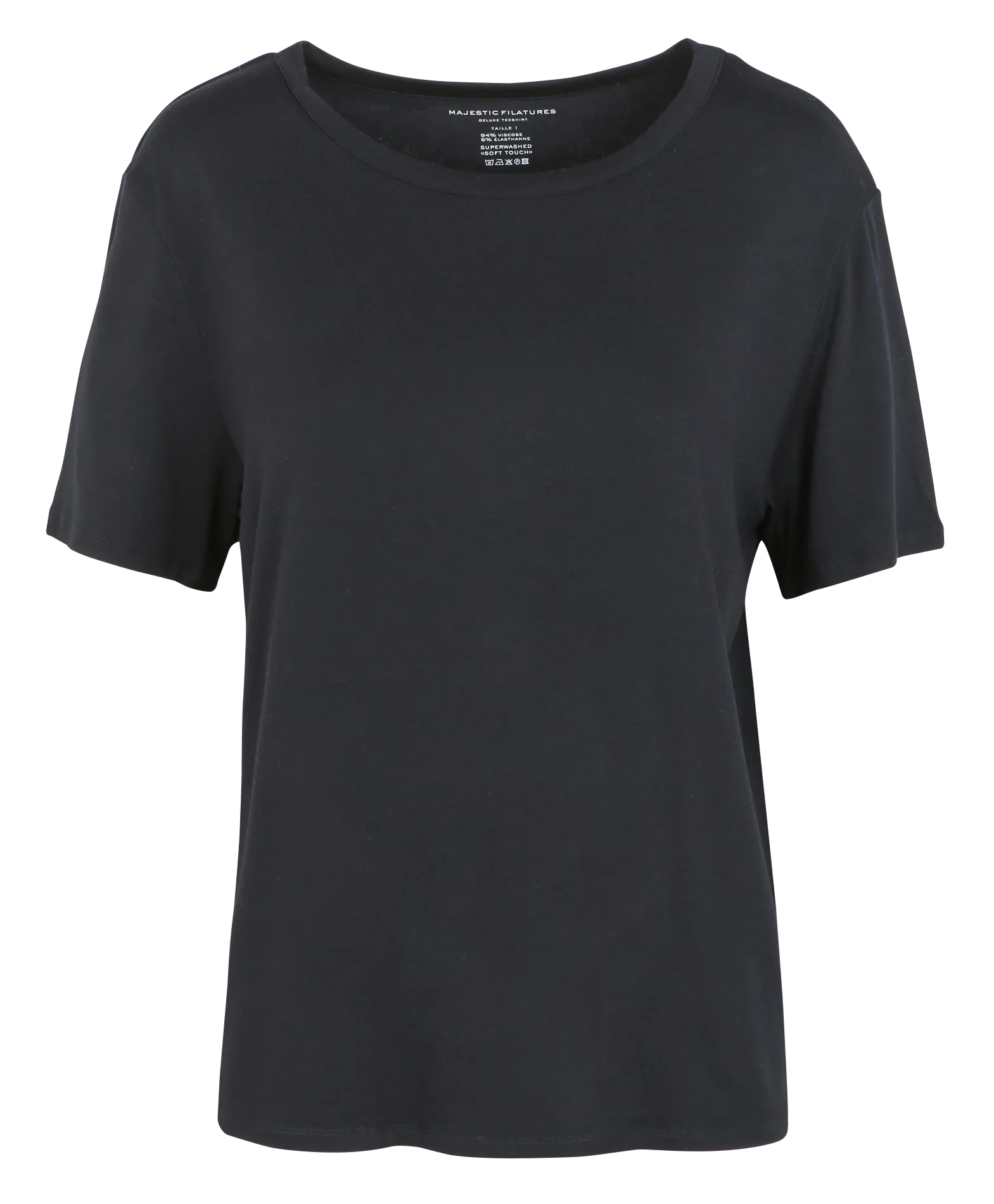 MAJESTIC FILATURES Camiseta con cuello redondo elástica en azul