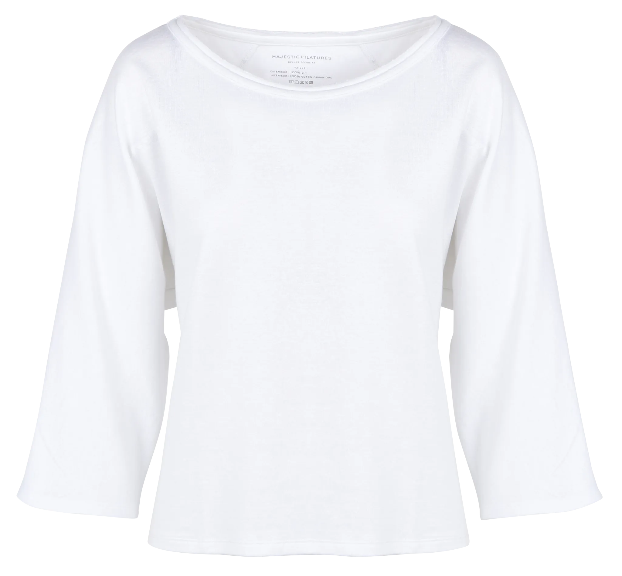 MAJESTIC FILATURES Camiseta de lino con cuello barco en blanco