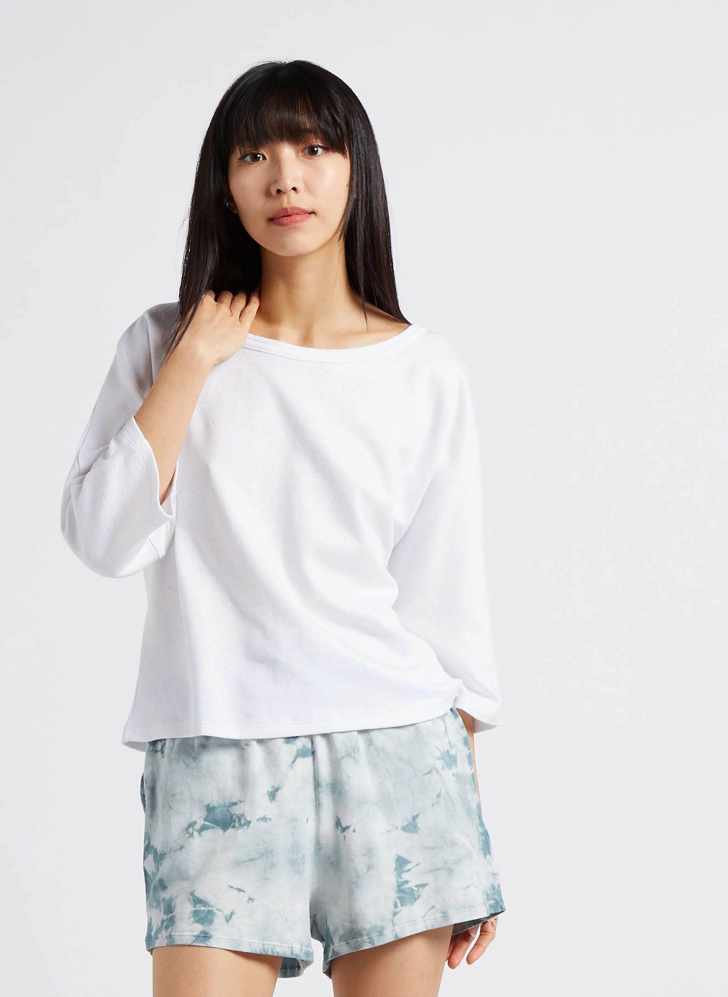 MAJESTIC FILATURES Camiseta de lino con cuello barco en blanco