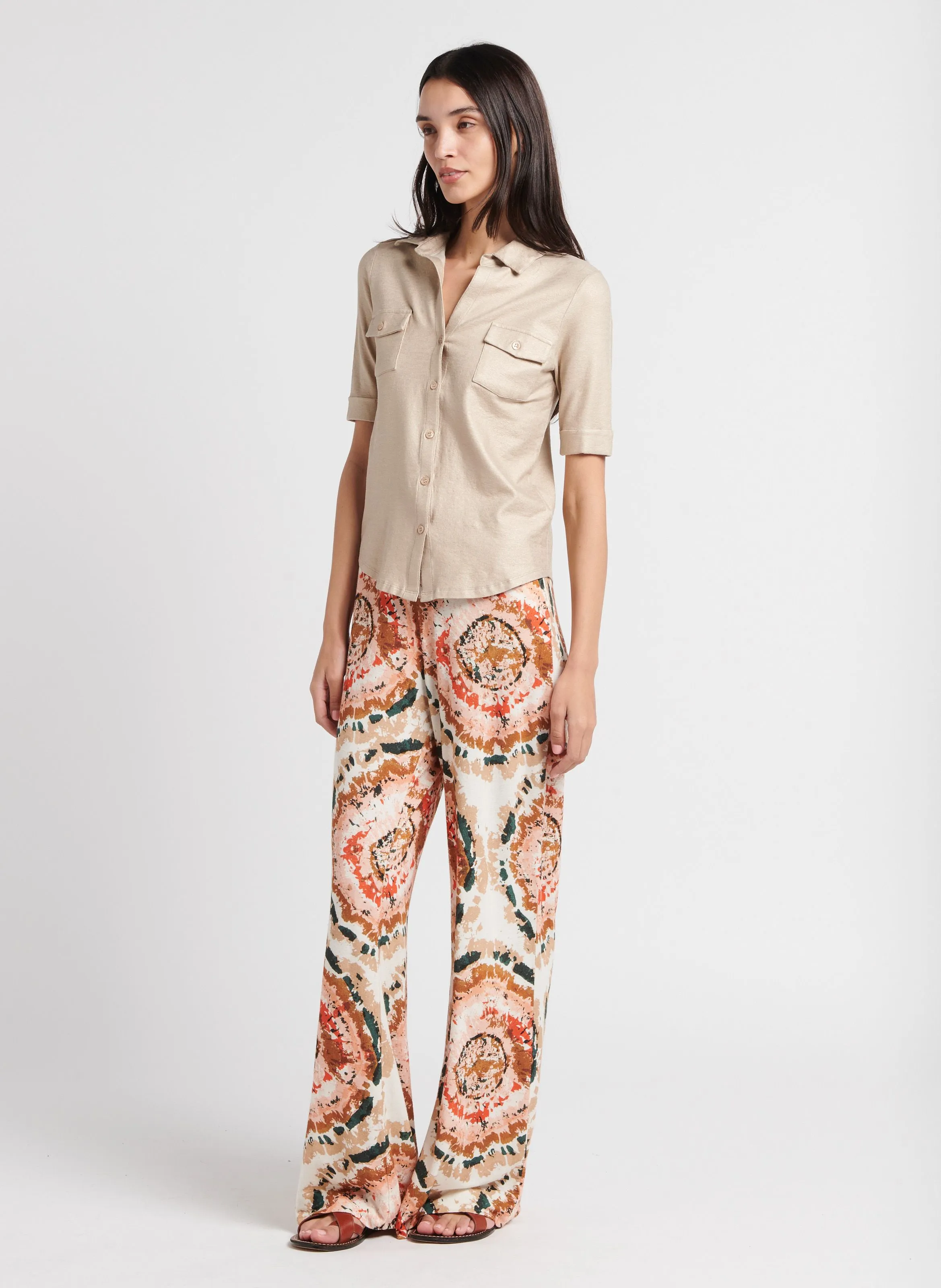 MAJESTIC FILATURES Pantalón ancho estampado en multicolor