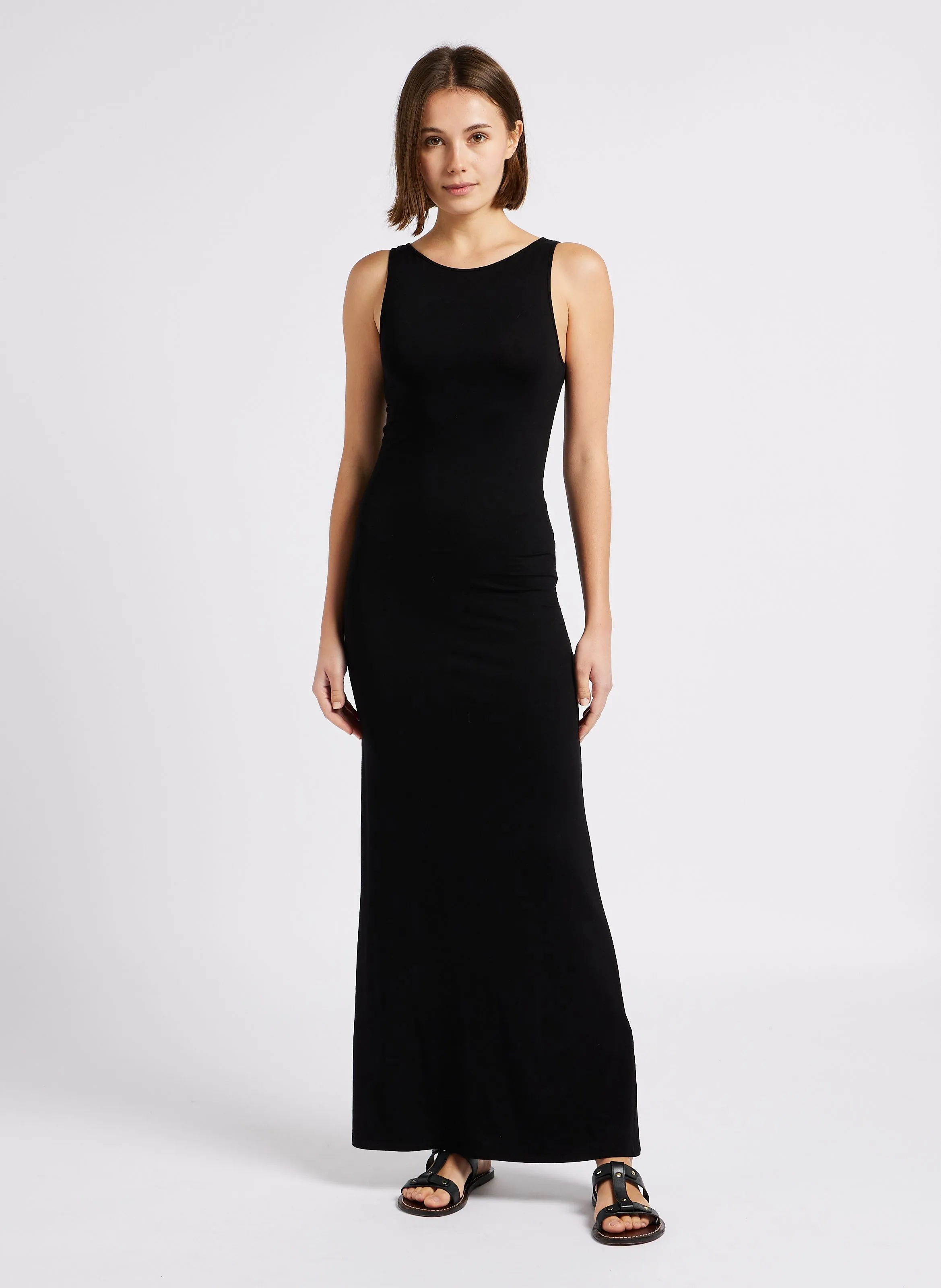MAJESTIC FILATURES Vestido cuello barco en negro