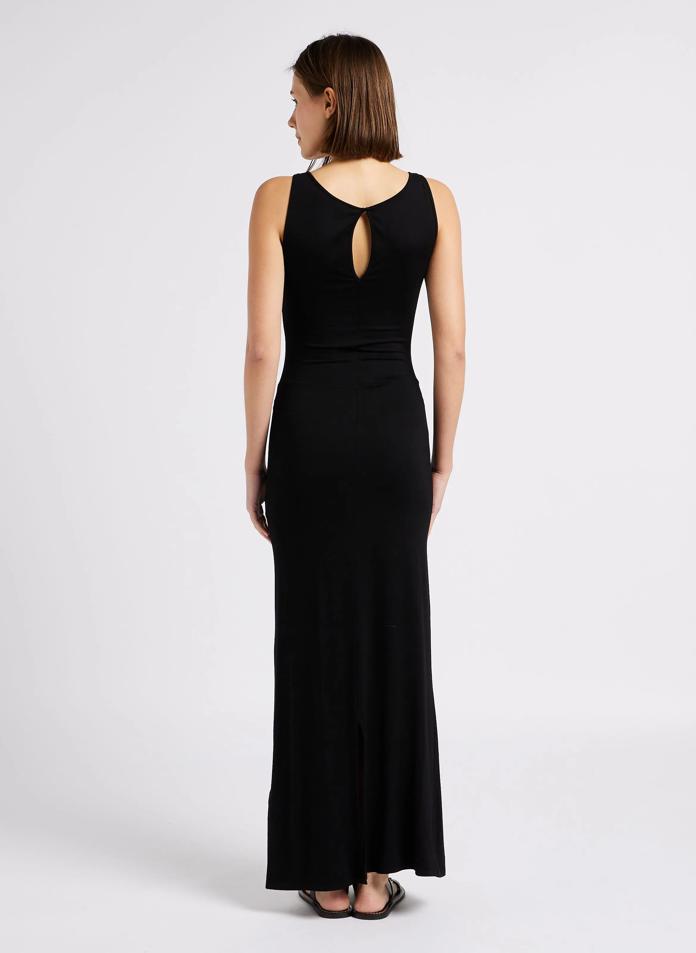 MAJESTIC FILATURES Vestido cuello barco en negro