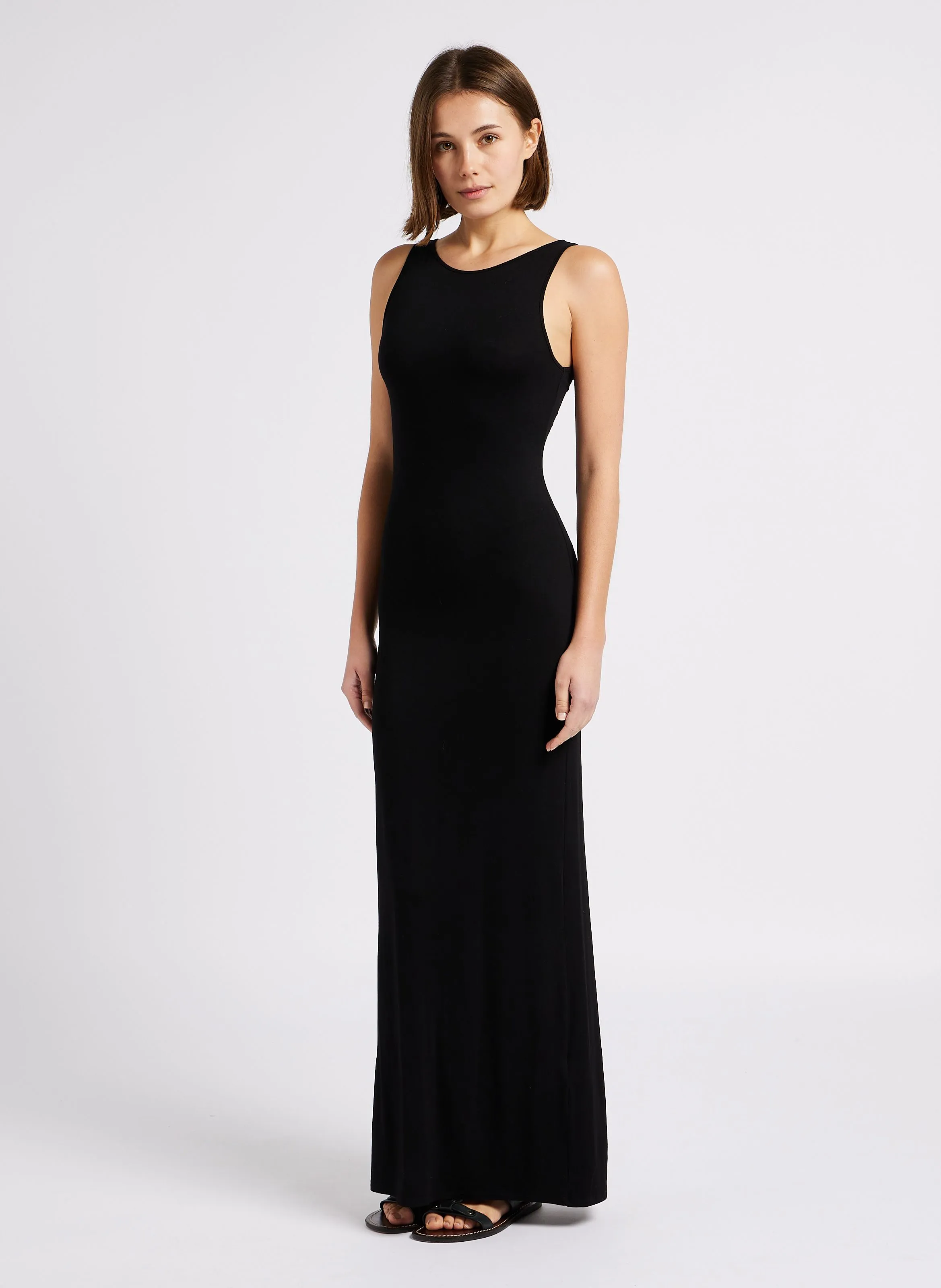 MAJESTIC FILATURES Vestido cuello barco en negro