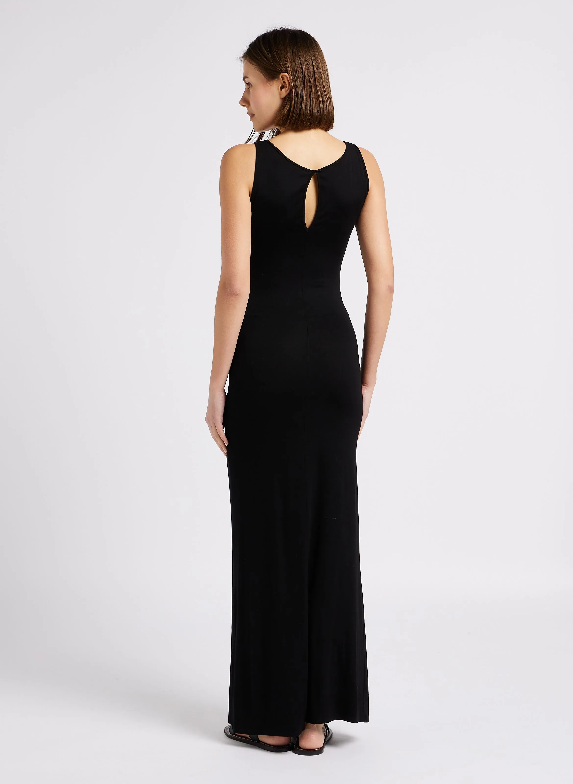 MAJESTIC FILATURES Vestido cuello barco en negro