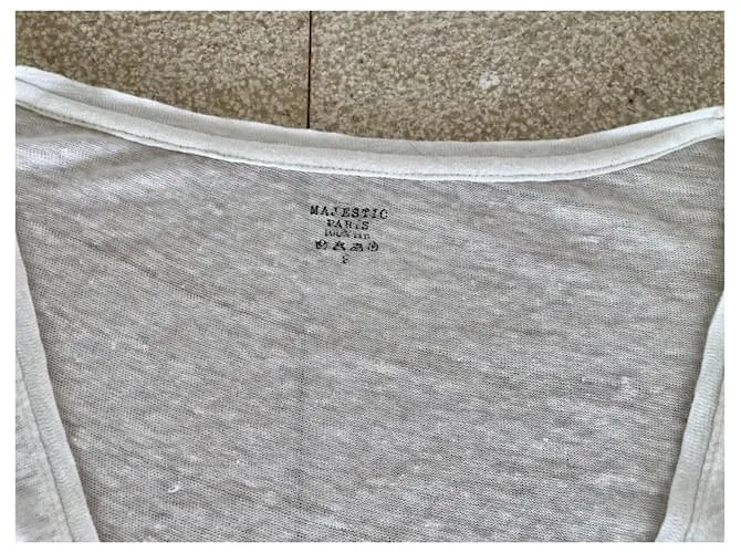 Majestic Túnica Recta o Vestido Camiseta 100% Camiseta lino crudo.2 Crema 