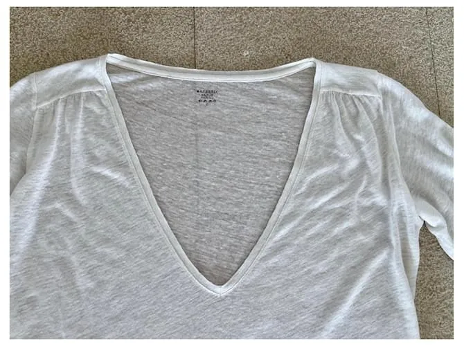 Majestic Túnica Recta o Vestido Camiseta 100% Camiseta lino crudo.2 Crema 