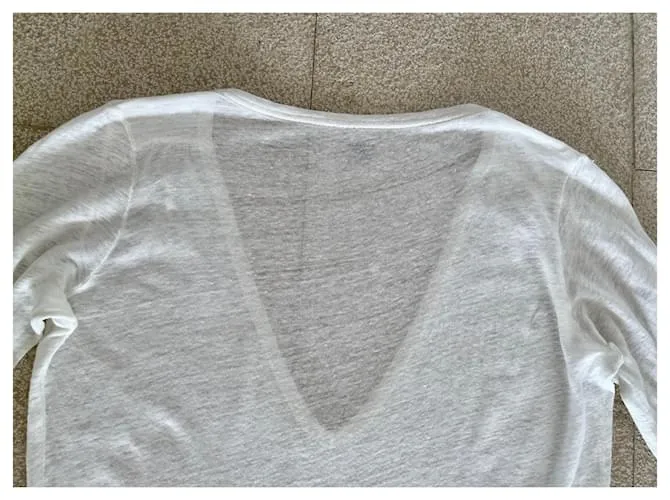 Majestic Túnica Recta o Vestido Camiseta 100% Camiseta lino crudo.2 Crema 