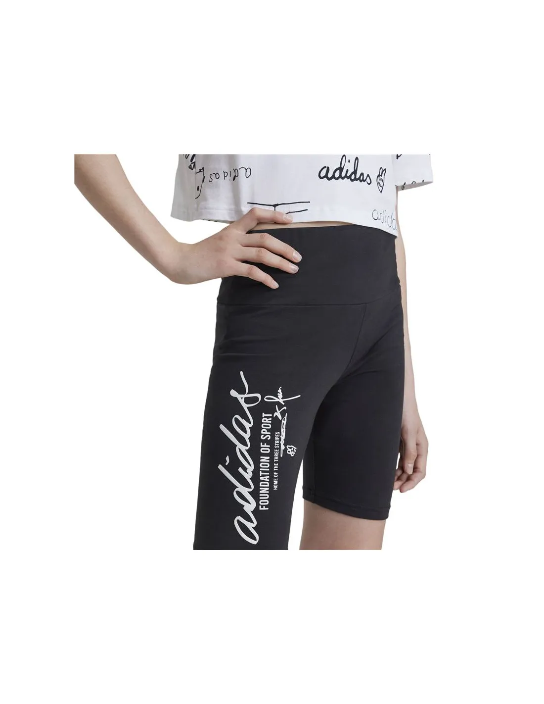 Mallas adidas Brand Love Biker Niña Negro/Blanco