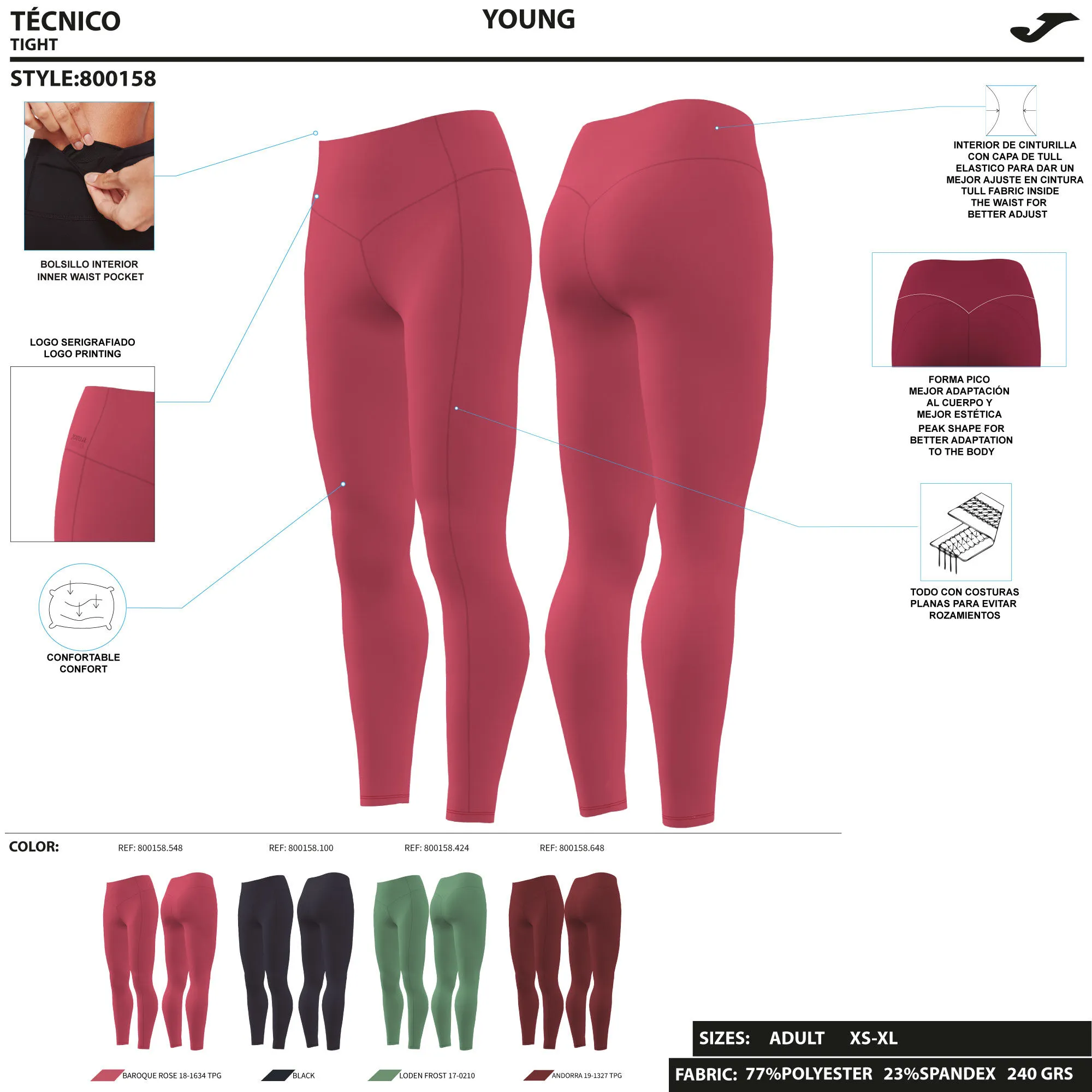Mallas largas mujer Daphne negro