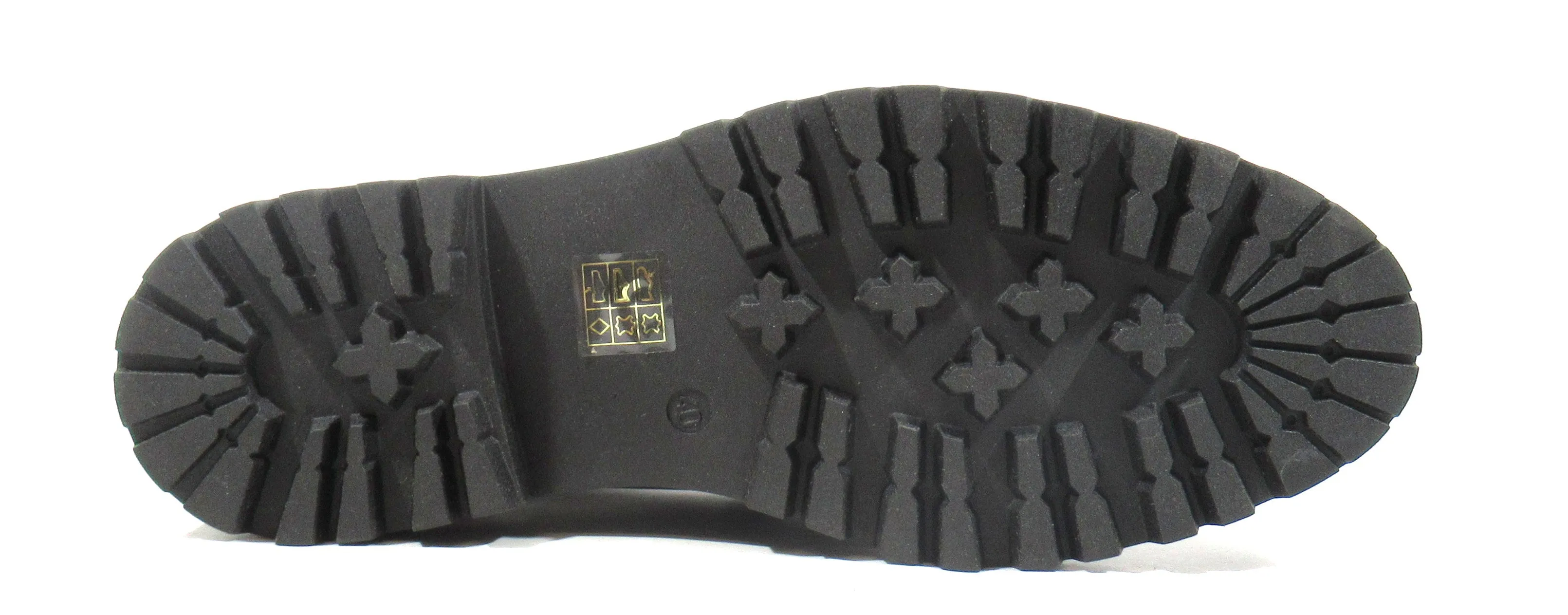 Mocasines Astrid antik negro con cadena plata para mujer