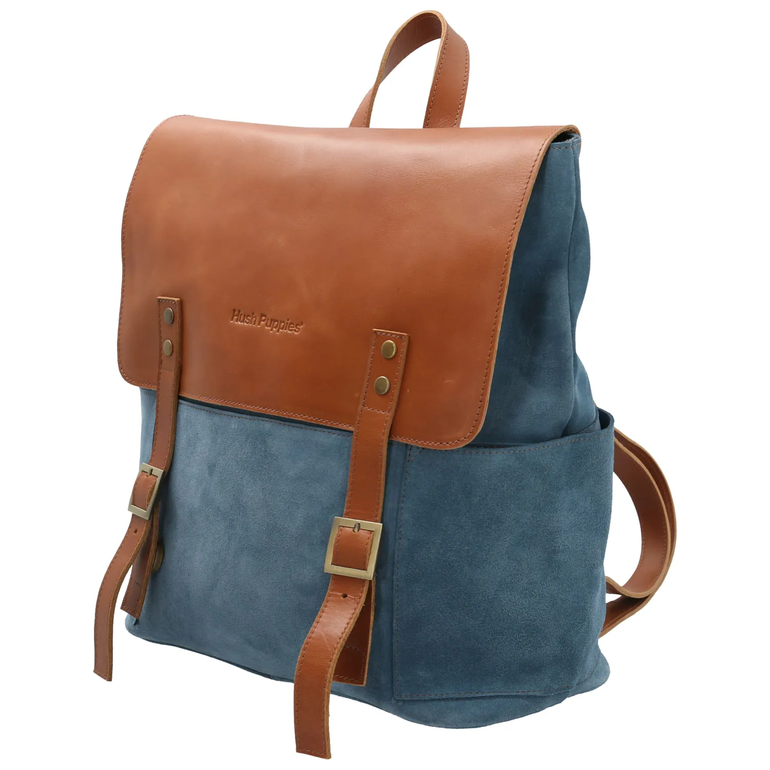 Mochila Cuero Mujer Bryce Back Azul Hush Puppies