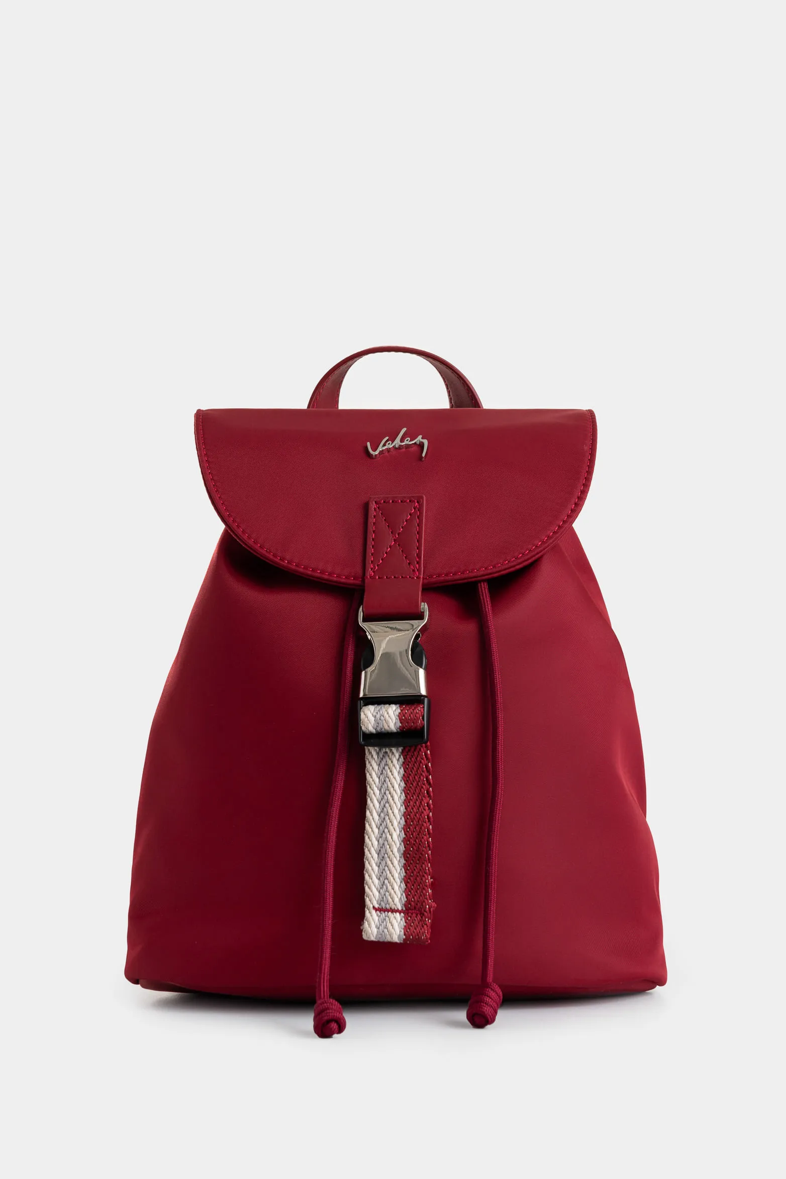 Morral Elora en lona y cuero para mujer detalle contraste