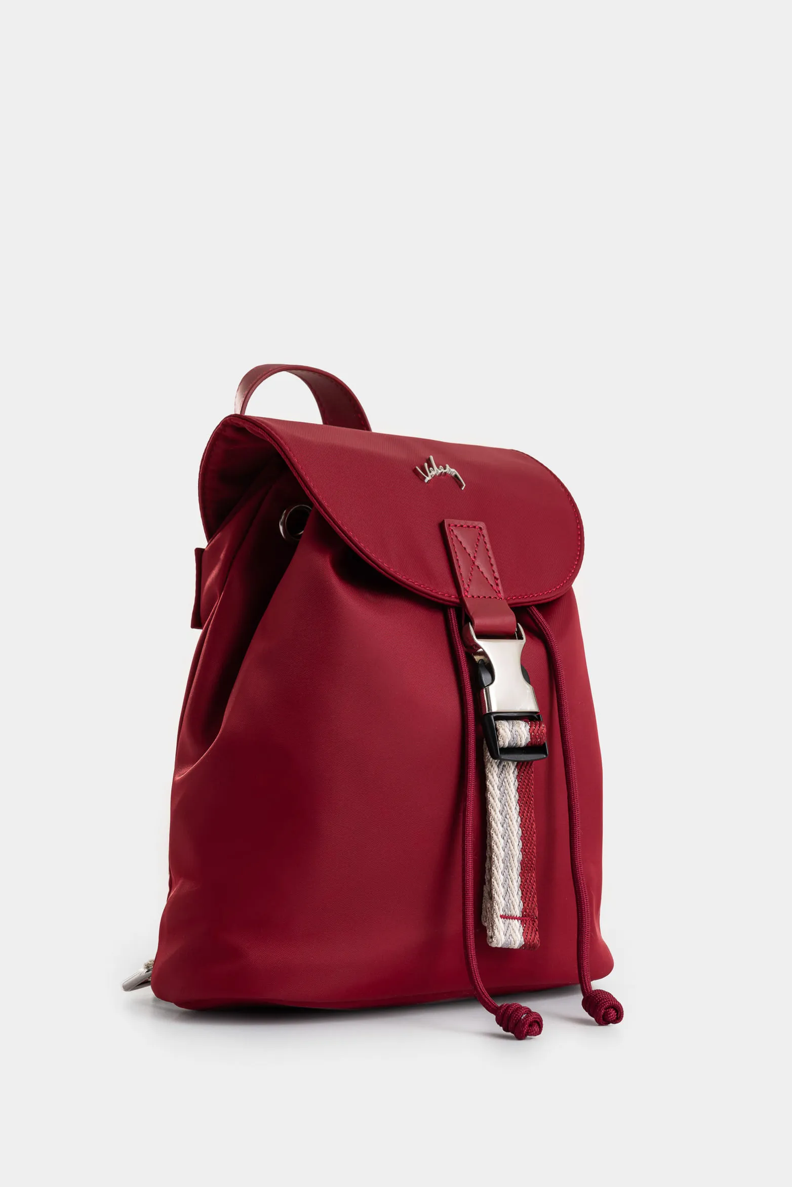 Morral Elora en lona y cuero para mujer detalle contraste